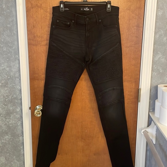 Mens black stacked skinny jeans - Picture 1 of 3